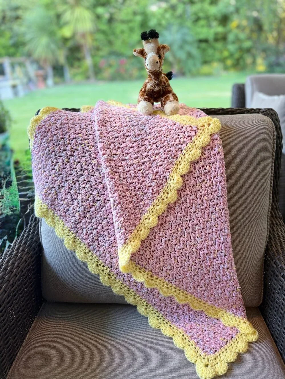Handmade Crochet Baby Blanket, Soft Heirloom Nursery Gift, Color: Petal Pink
